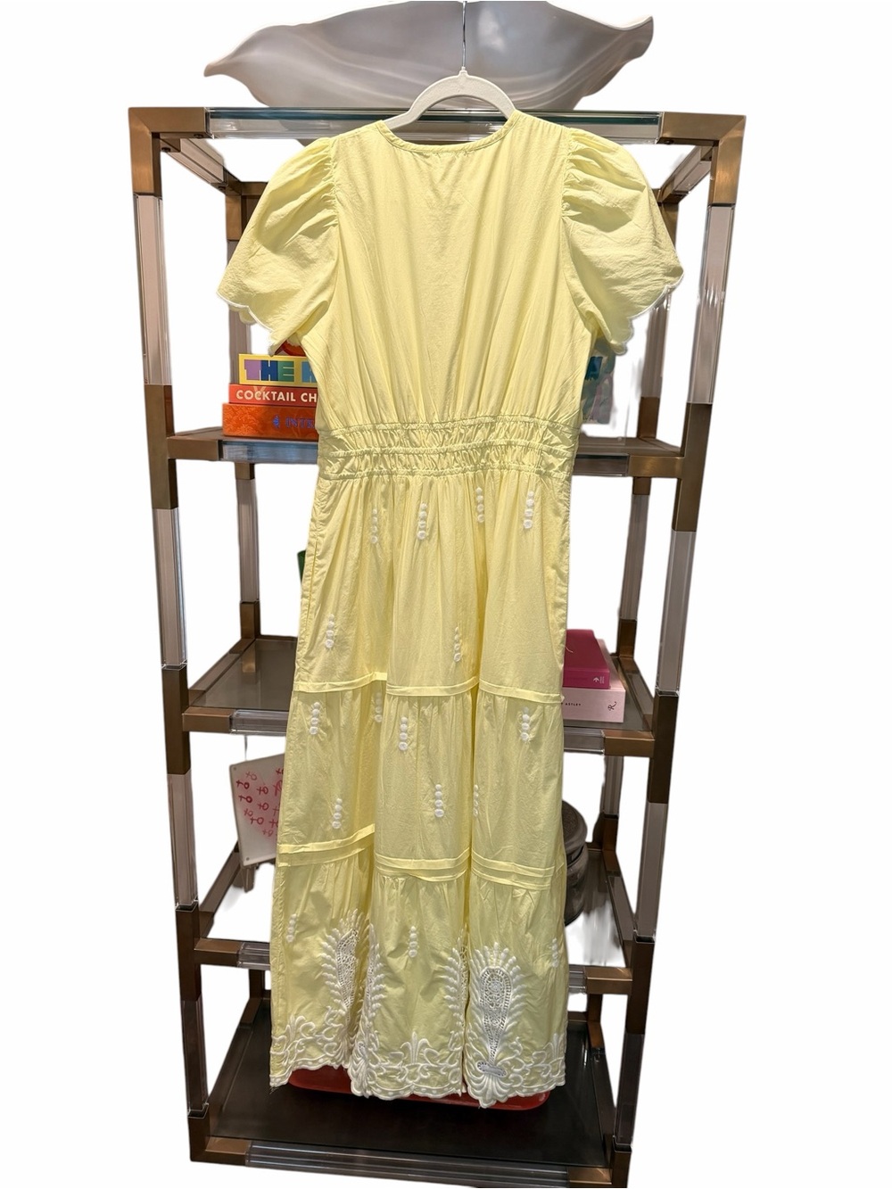 Anthropologie Somerset Yellow Tiered Midi Dress w/Embroidery. Medium NWT - Picture 2 of 9